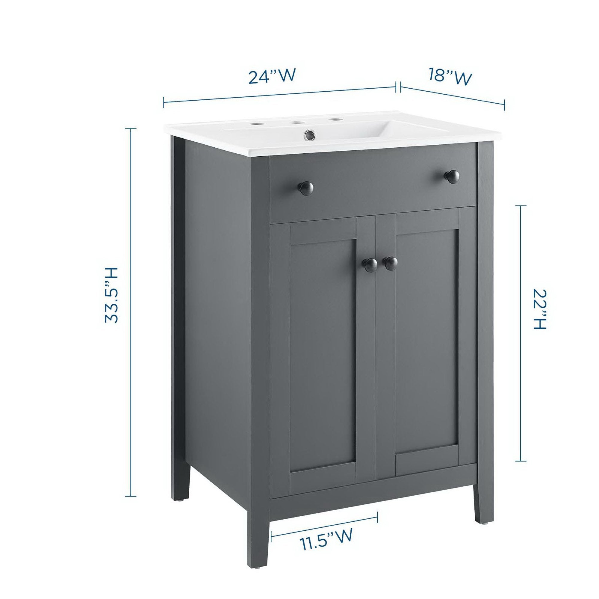 Nantucket 24" Bathroom Vanity - Gray White