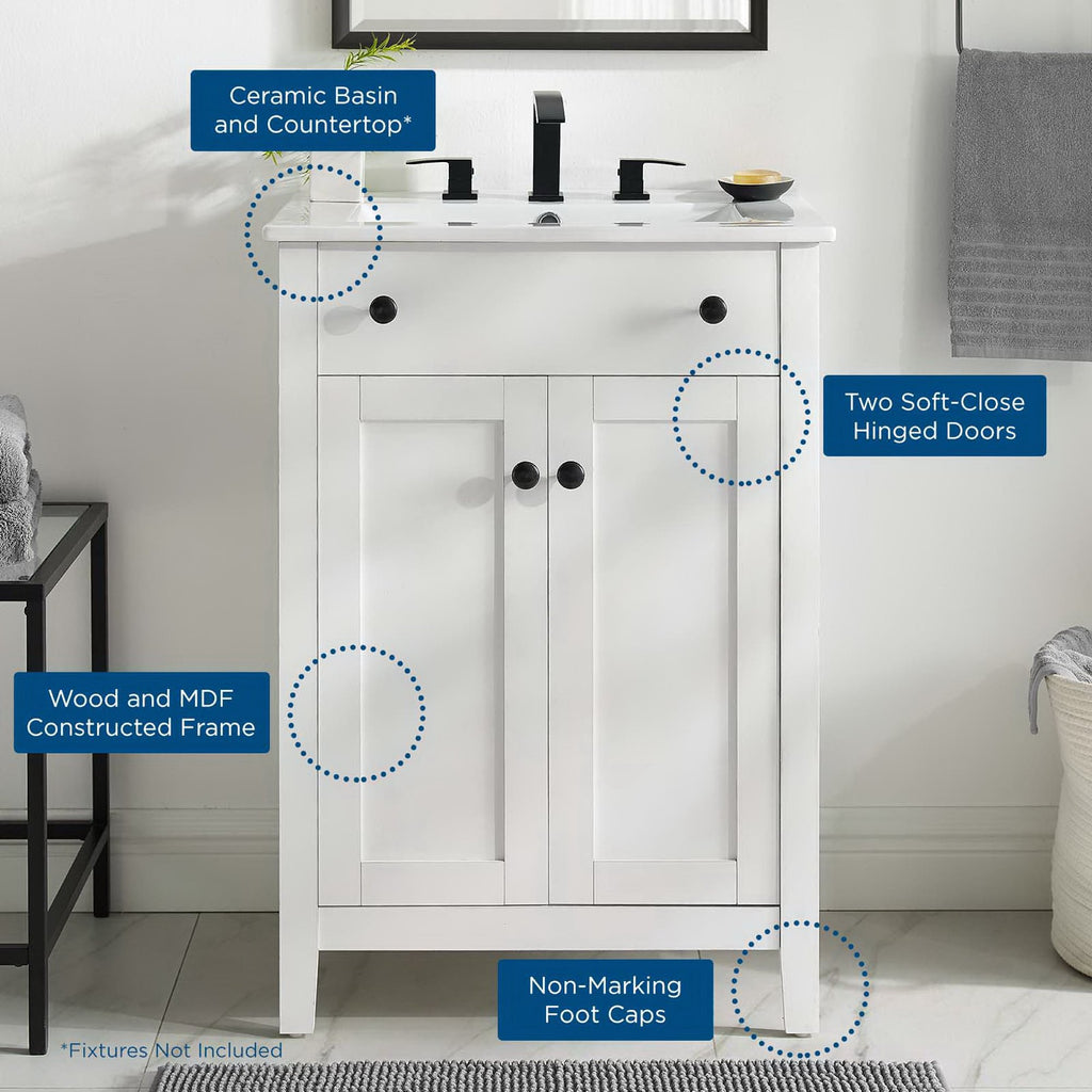 Nantucket 24" Bathroom Vanity - White White