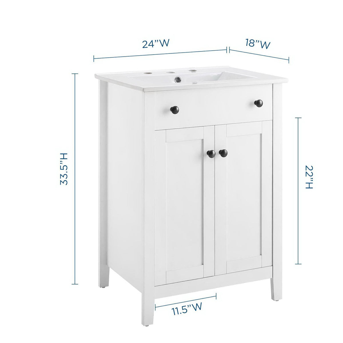 Nantucket 24" Bathroom Vanity - White White