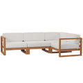 Upland 4-Piece Outdoor Patio Teak Wood Sectional Sofa Set - Natural White