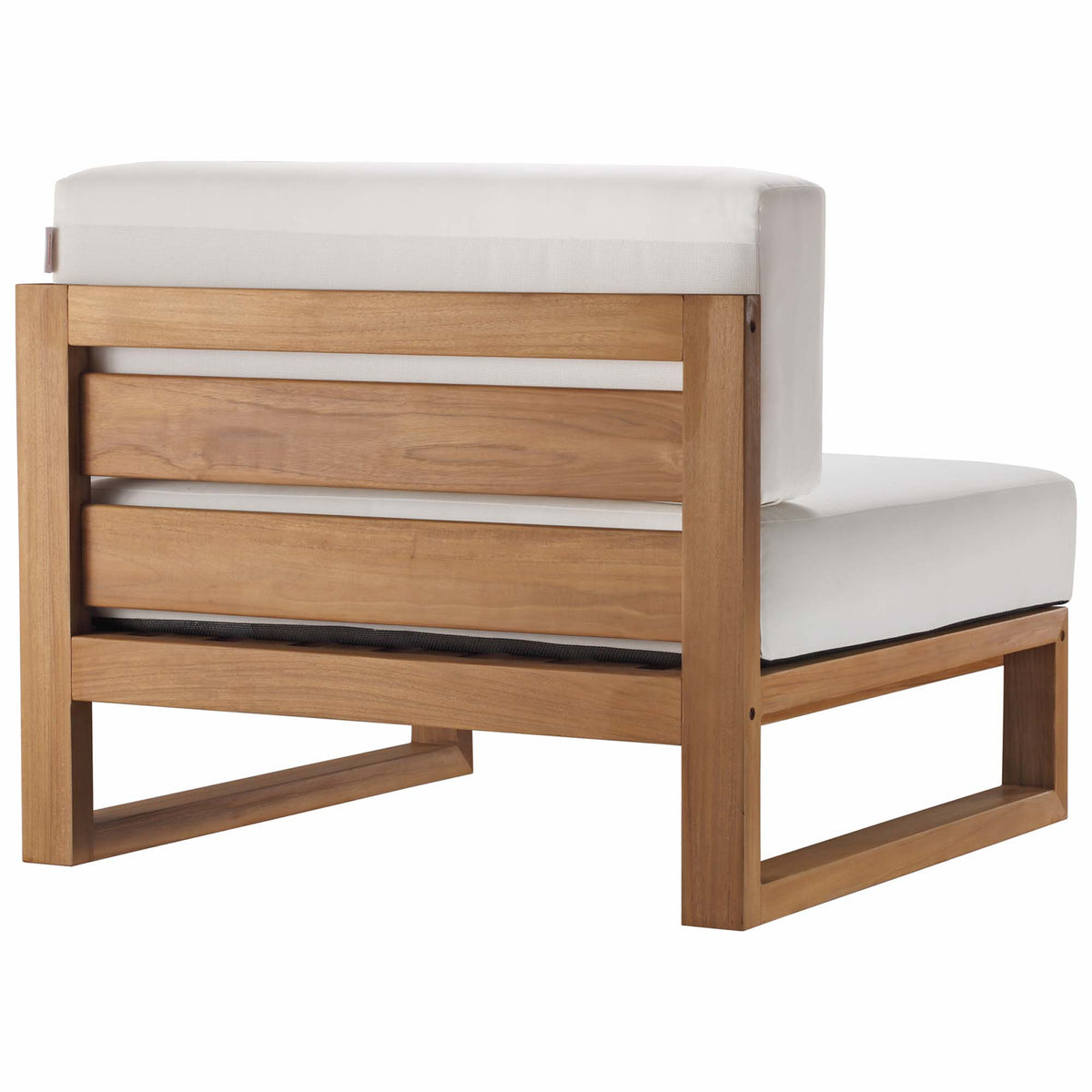 Upland 3-Piece Outdoor Patio Teak Wood Sectional Sofa Set - Natural White (Armless Chair, Left-Arm Chair, Right-Arm Chair)