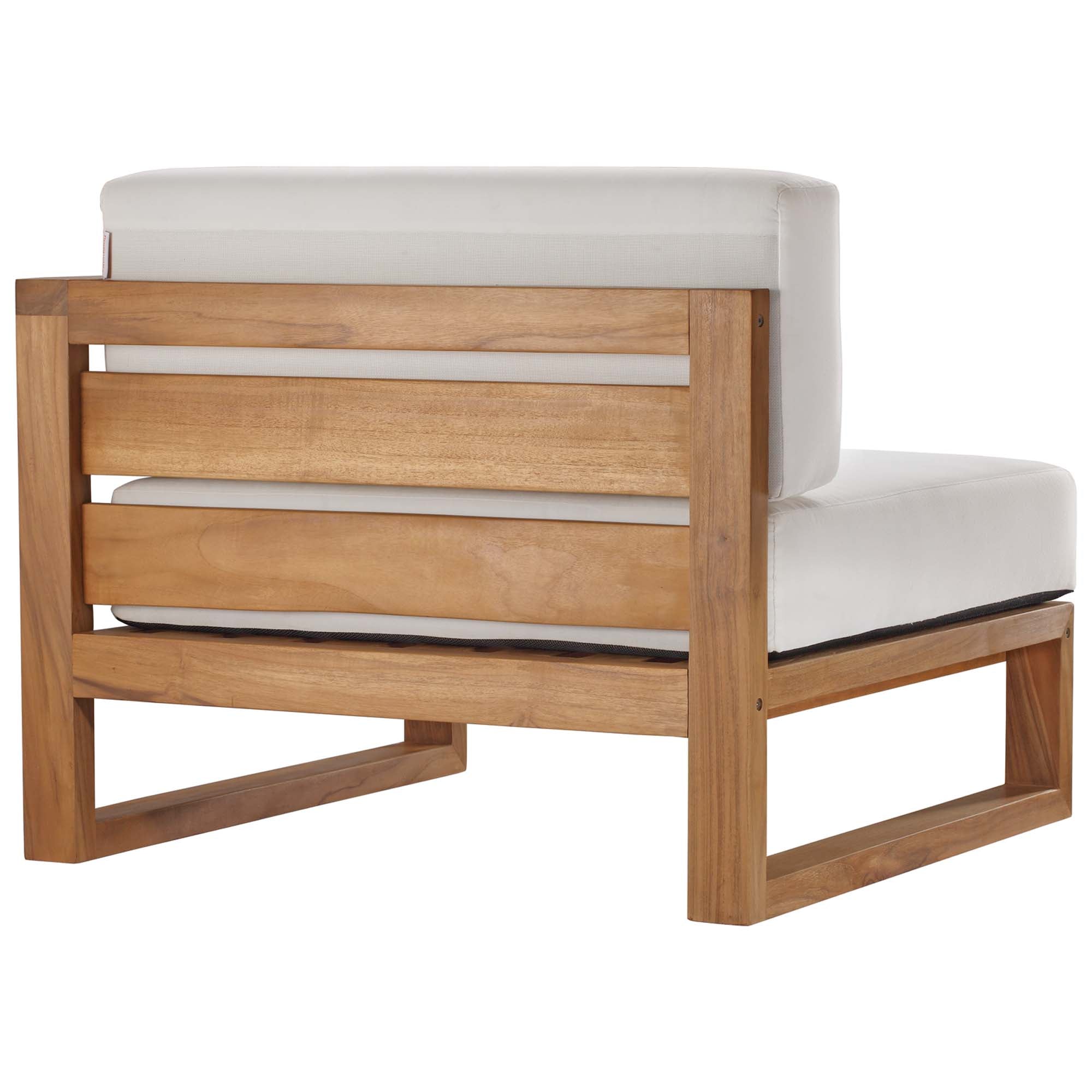 Upland 3-Piece Outdoor Patio Teak Wood Sectional Sofa Set - Natural White (Armless Chair, Left-Arm Chair, Right-Arm Chair)