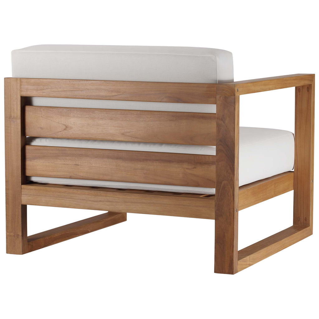 Upland 3-Piece Outdoor Patio Teak Wood Sectional Sofa Set - Natural White (Armless Chair, Left-Arm Chair, Right-Arm Chair)