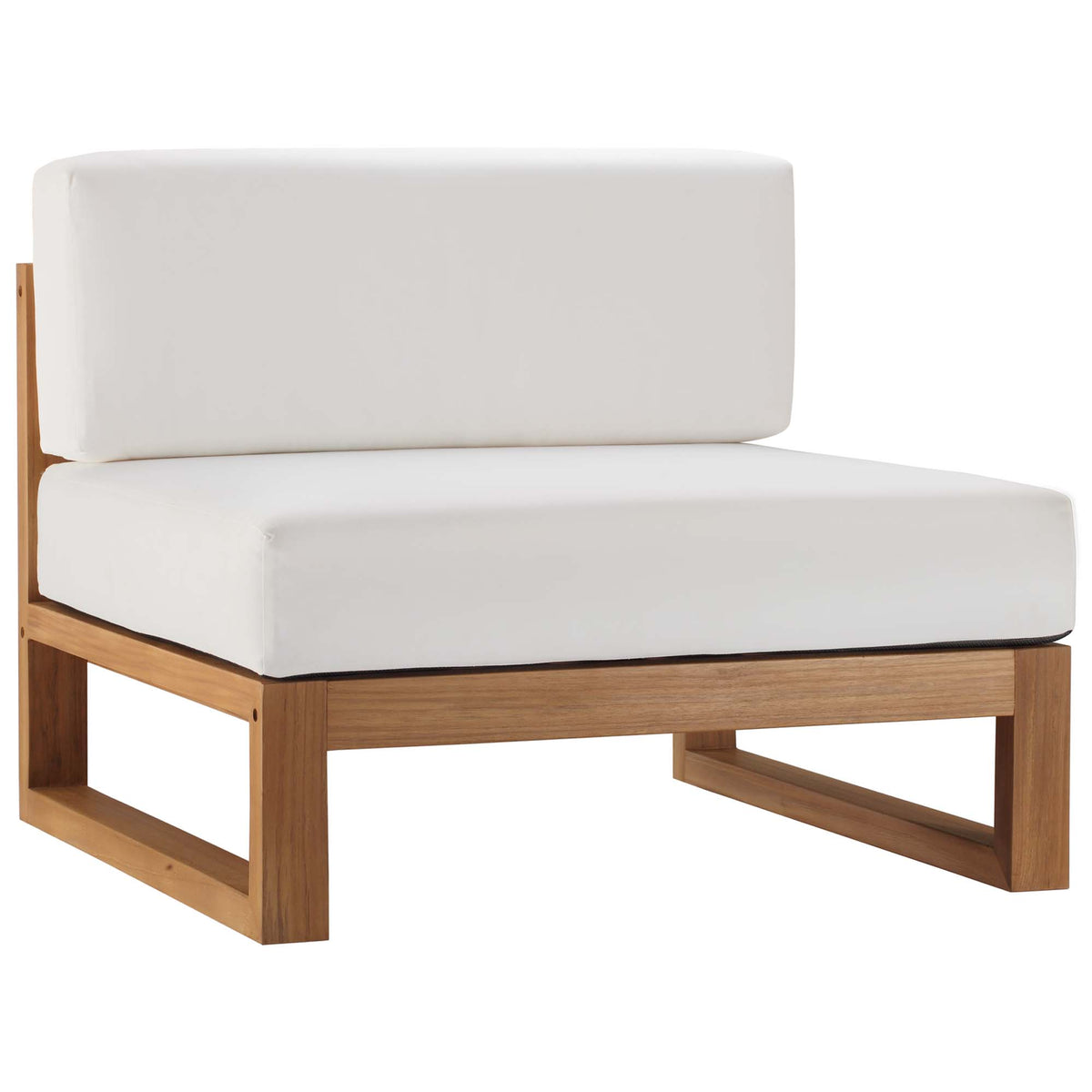 Upland 3-Piece Outdoor Patio Teak Wood Sectional Sofa Set - Natural White (Armless Chair, Left-Arm Chair, Right-Arm Chair)