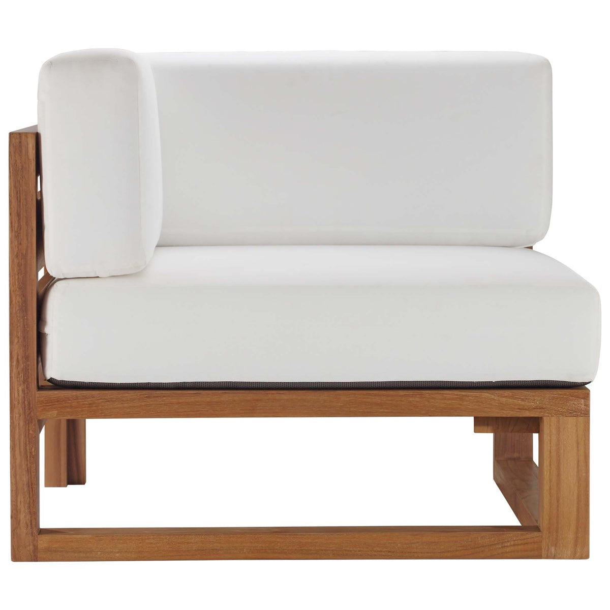 Upland 3-Piece Outdoor Patio Teak Wood Sectional Sofa Set - Natural White (Corner Chair, Left-Arm Chair, Right-Arm Chair)