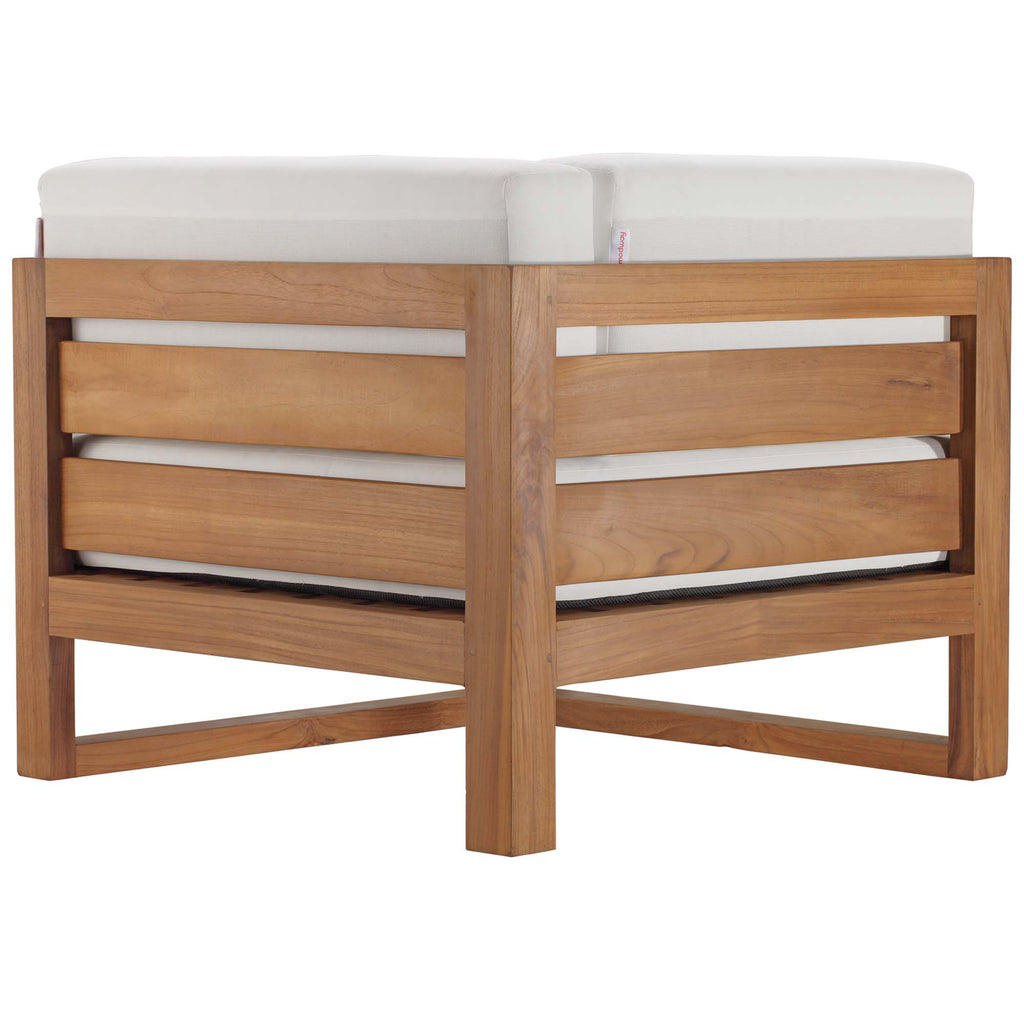Upland 3-Piece Outdoor Patio Teak Wood Sectional Sofa Set - Natural White (Corner Chair, Left-Arm Chair, Right-Arm Chair)