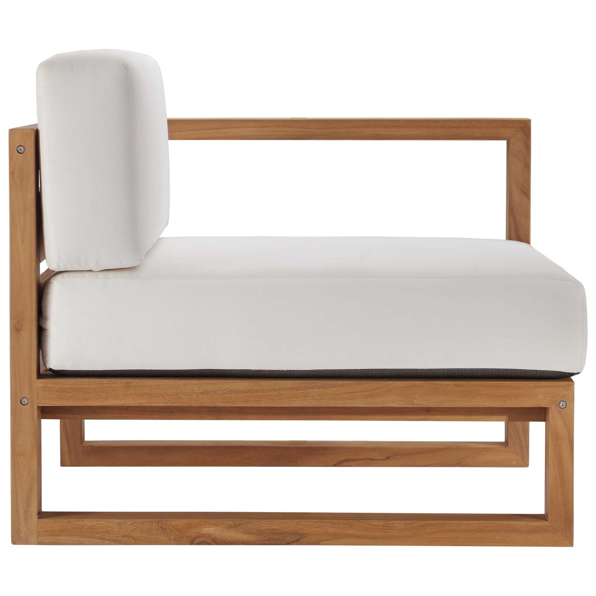 Upland 3-Piece Outdoor Patio Teak Wood Sectional Sofa Set - Natural White (Corner Chair, Left-Arm Chair, Right-Arm Chair)
