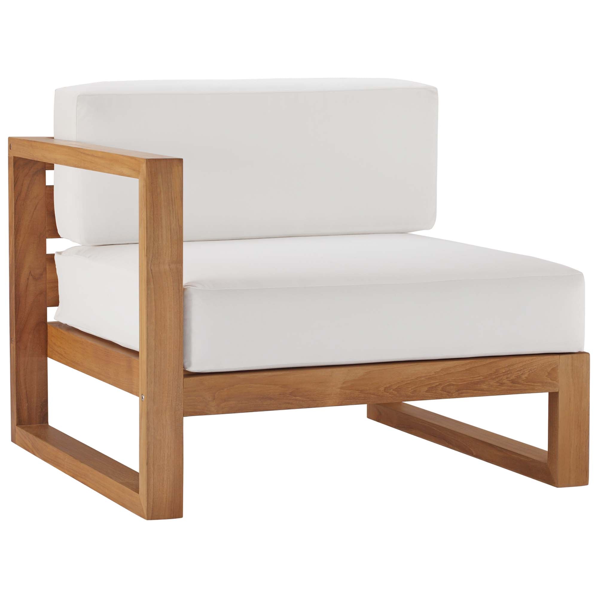 Upland 3-Piece Outdoor Patio Teak Wood Sectional Sofa Set - Natural White (Corner Chair, Left-Arm Chair, Right-Arm Chair)