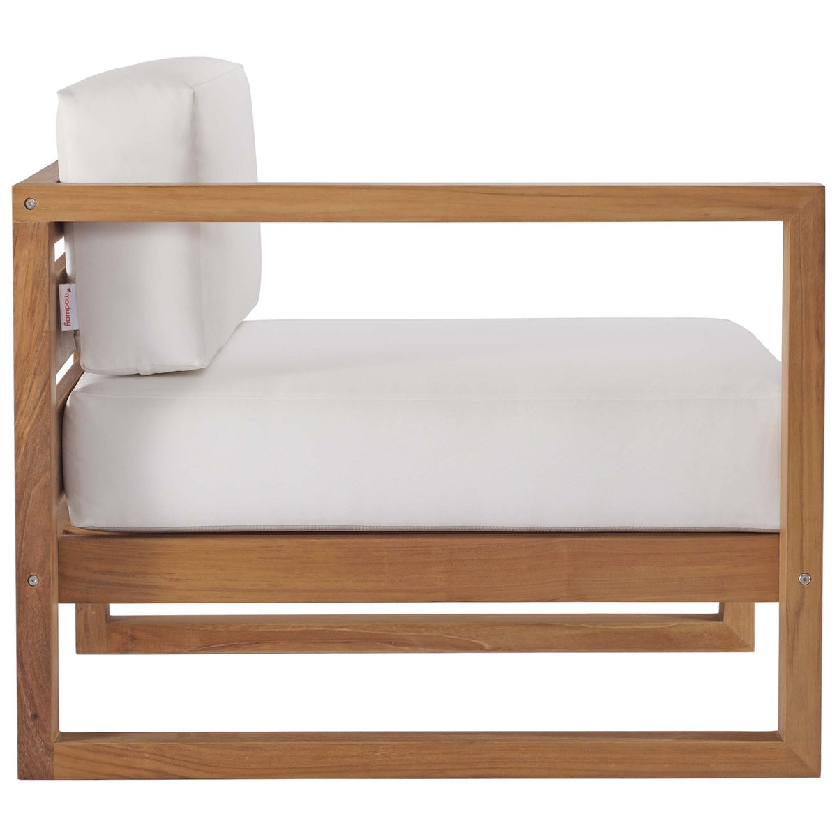 Upland 3-Piece Outdoor Patio Teak Wood Sectional Sofa Set - Natural White (Corner Chair, Left-Arm Chair, Right-Arm Chair)
