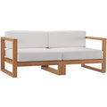 Upland 2-Piece Outdoor Patio Teak Wood Sectional Sofa Loveseat - Natural White