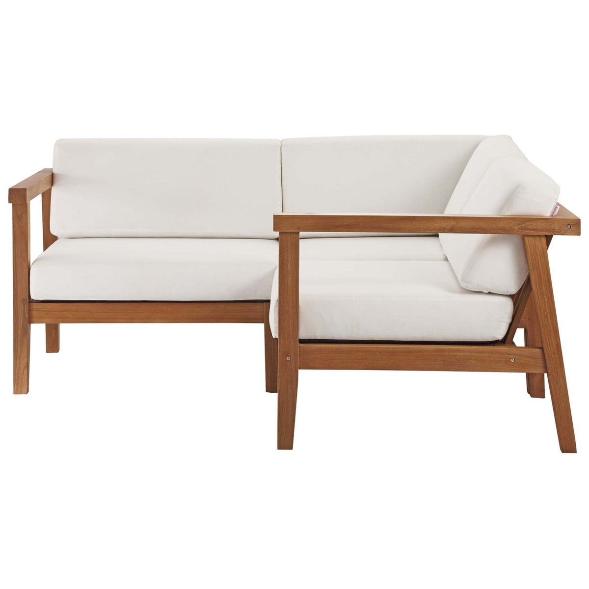 Bayport 3-Piece Outdoor Patio Teak Wood Sectional Sofa Set - Natural White