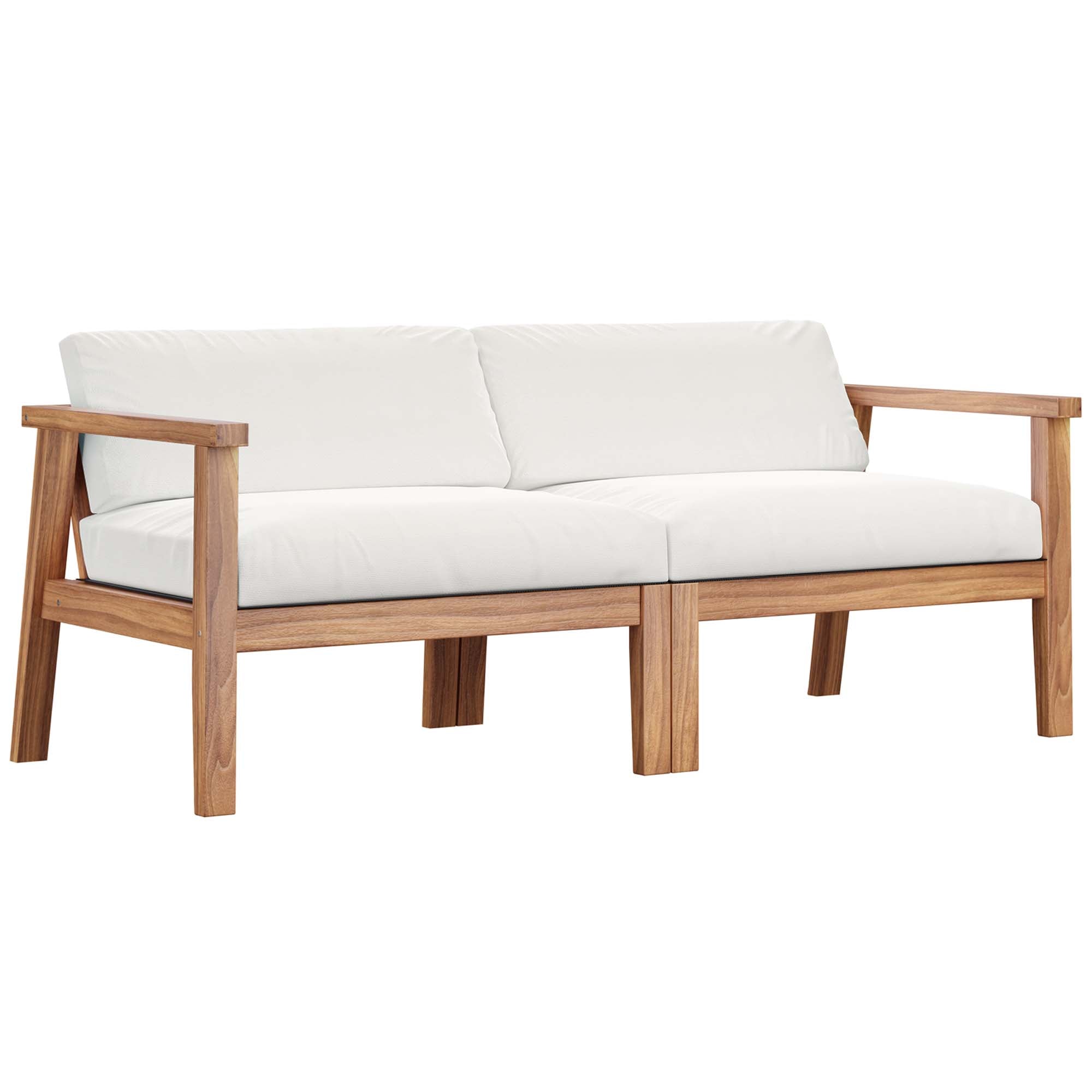 Bayport Outdoor Patio Teak Wood 2-Seater Loveseat - Natural White