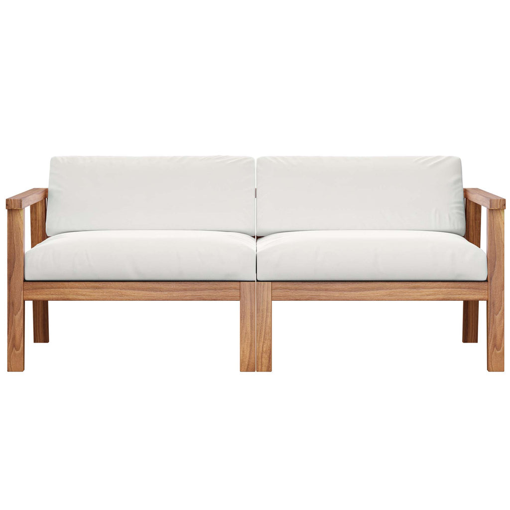 Bayport Outdoor Patio Teak Wood 2-Seater Loveseat - Natural White
