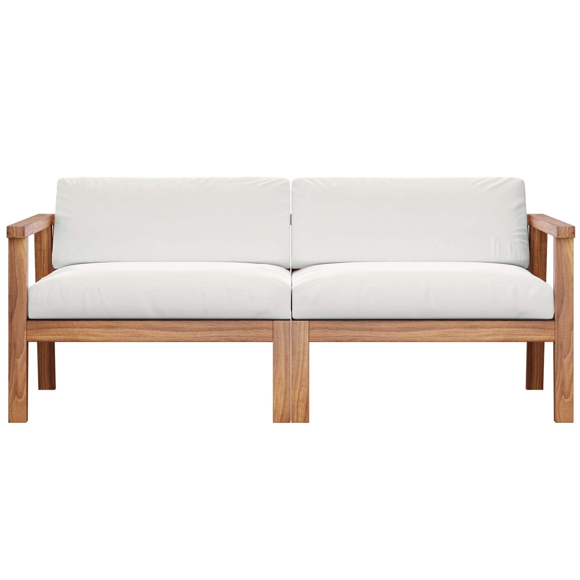 Bayport Outdoor Patio Teak Wood 2-Seater Loveseat - Natural White