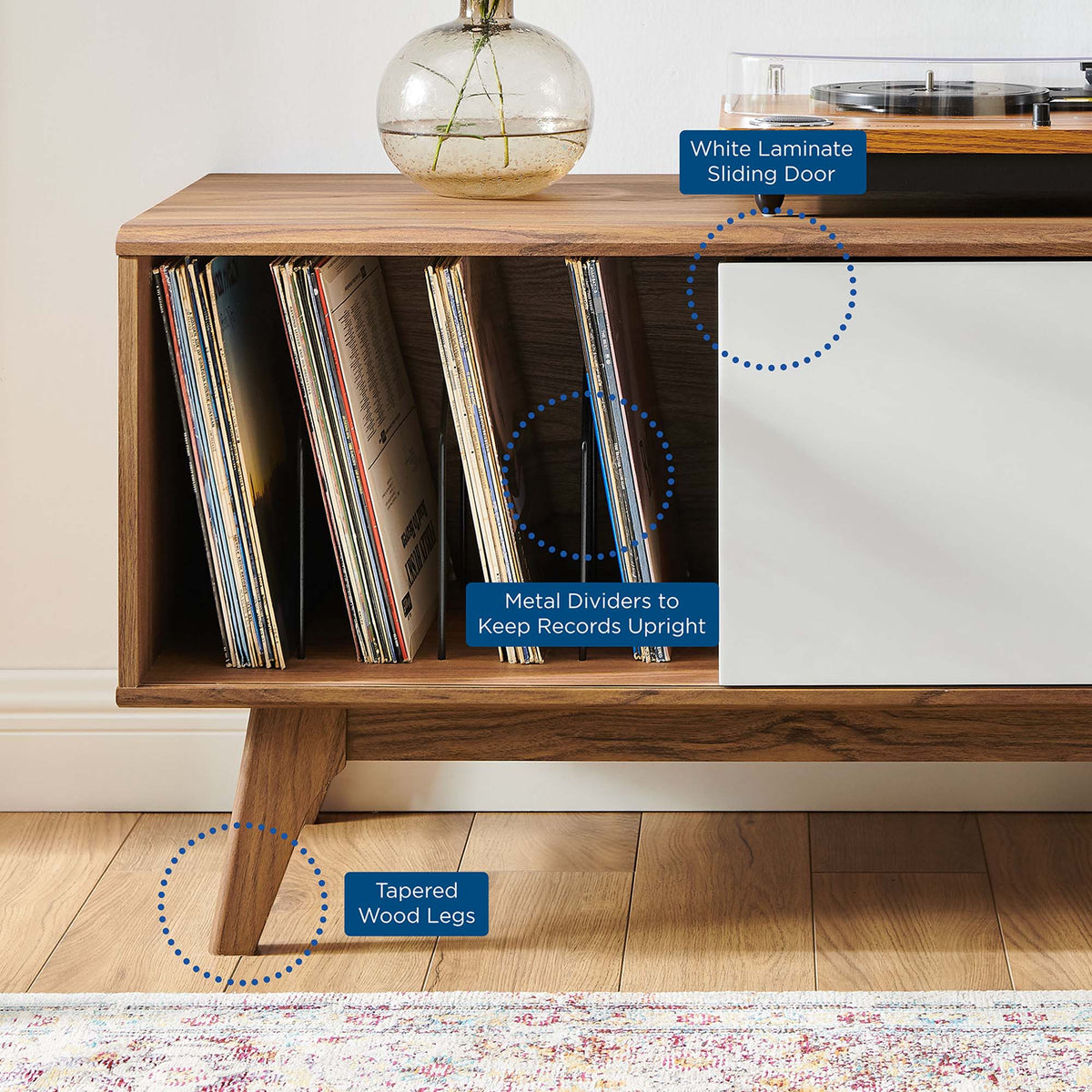 Envision Vinyl Record Display Stand - Walnut White