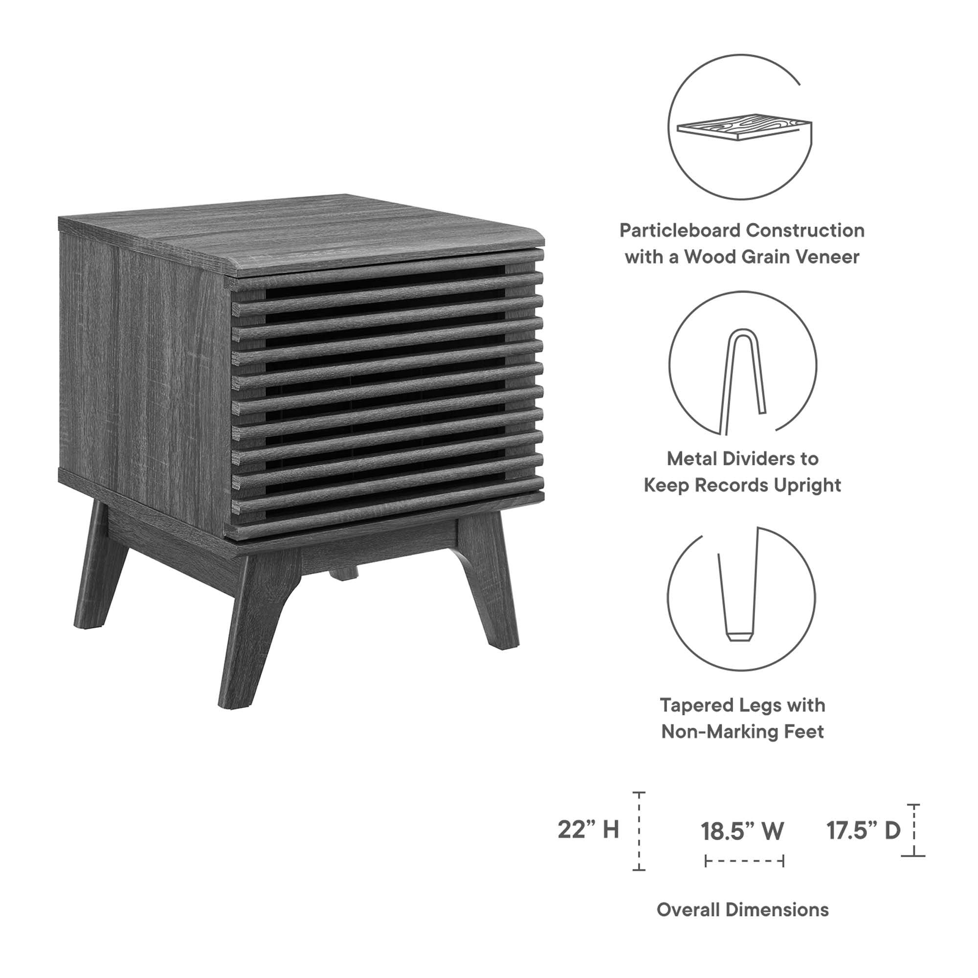 Render Vinyl Record Display Stand - Charcoal (EEI-4262-CHA)
