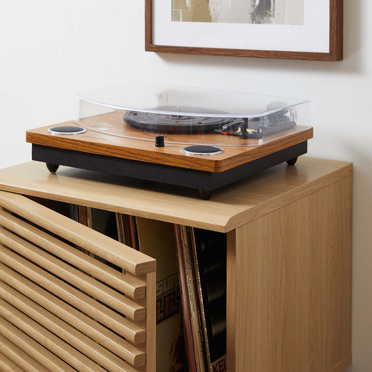 Render Vinyl Record Display Stand - Oak (EEI-4262-OAK)