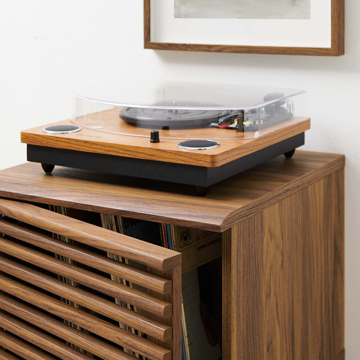 Render Vinyl Record Display Stand - Walnut (EEI-4262-WAL)