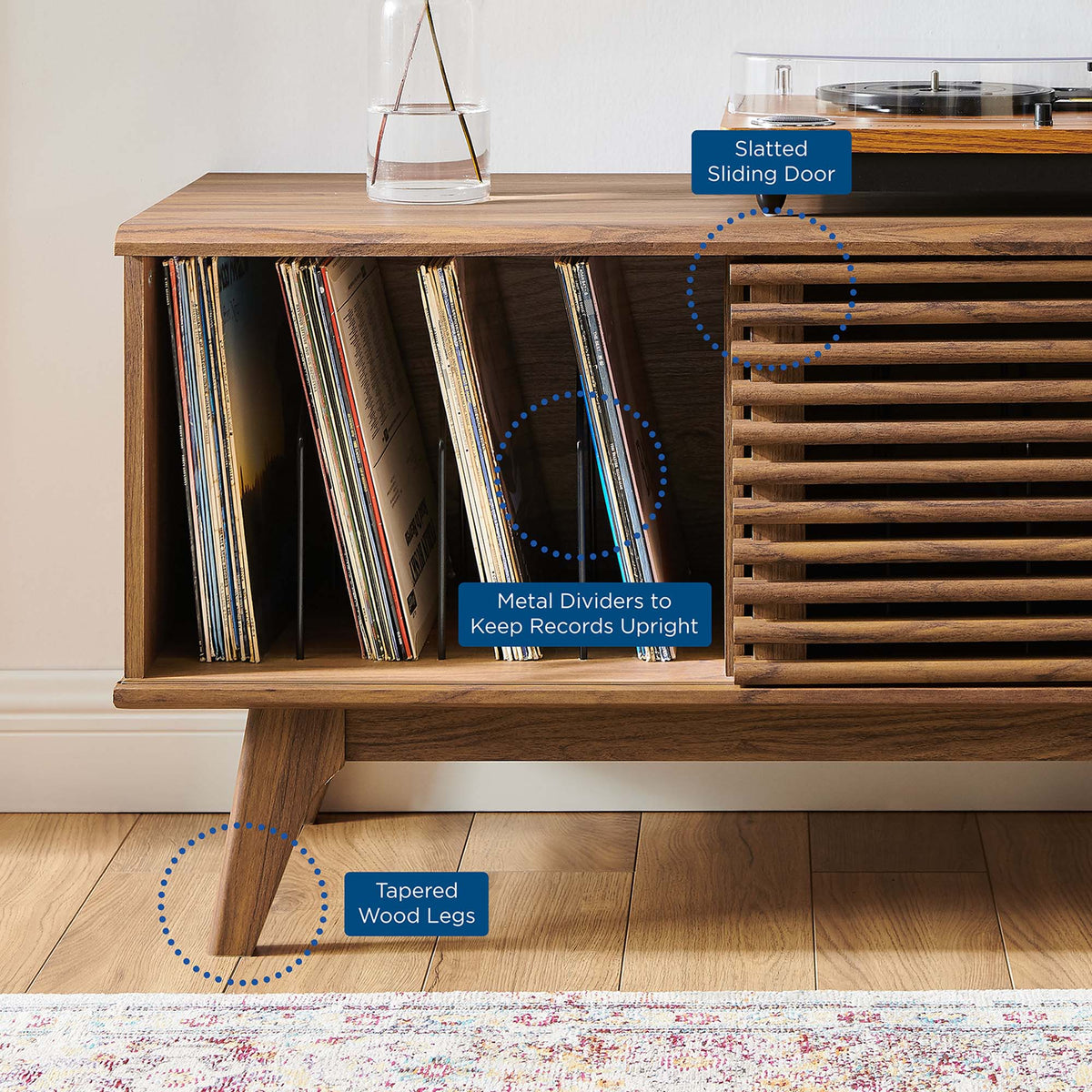 Render Vinyl Record Display Stand - Walnut (EEI-4263-WAL)