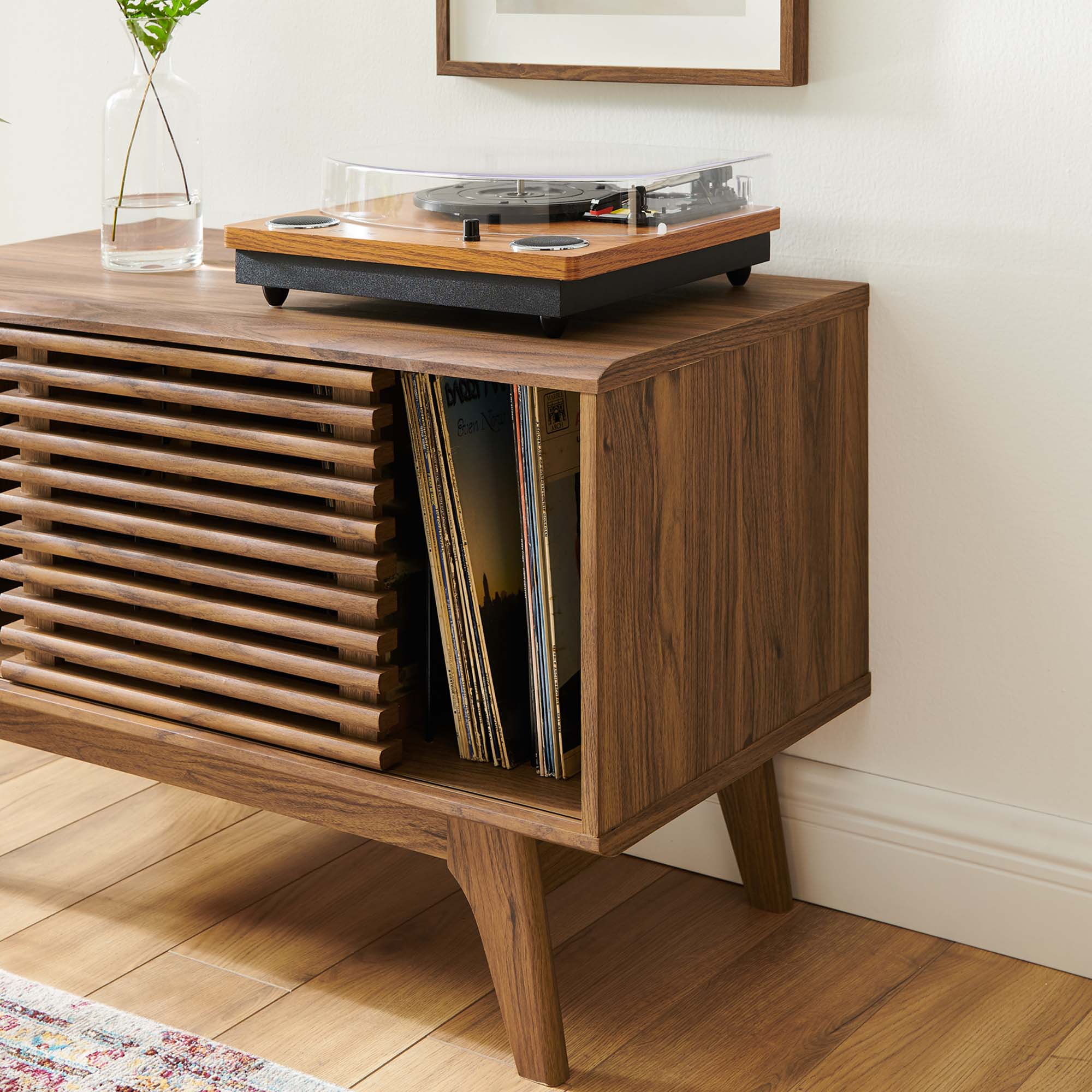 Render Vinyl Record Display Stand - Walnut (EEI-4263-WAL)