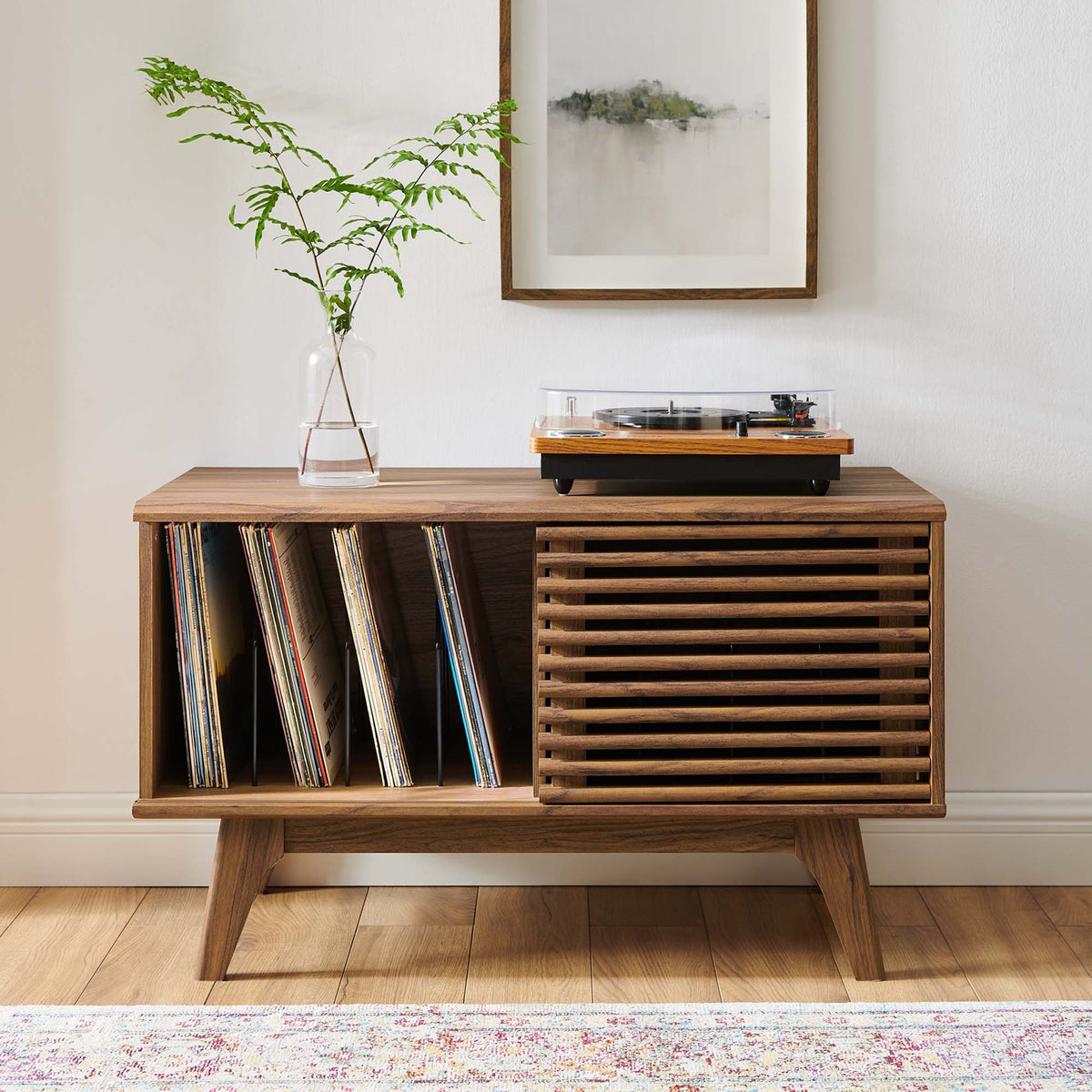 Render Vinyl Record Display Stand - Walnut (EEI-4263-WAL)