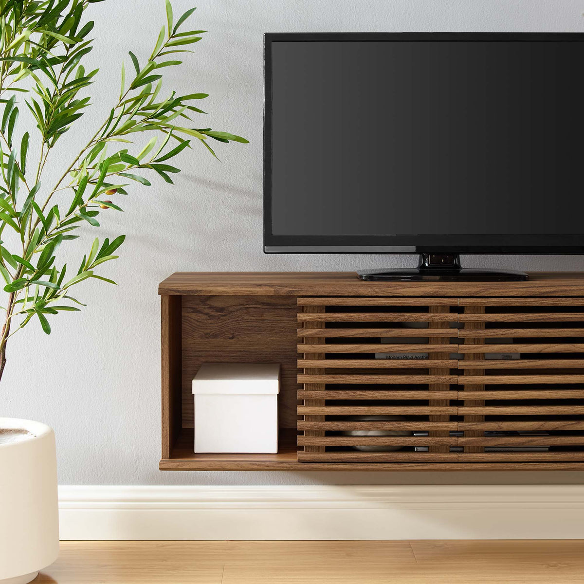 Render 46" Wall-Mount Media Console TV Stand - Walnut