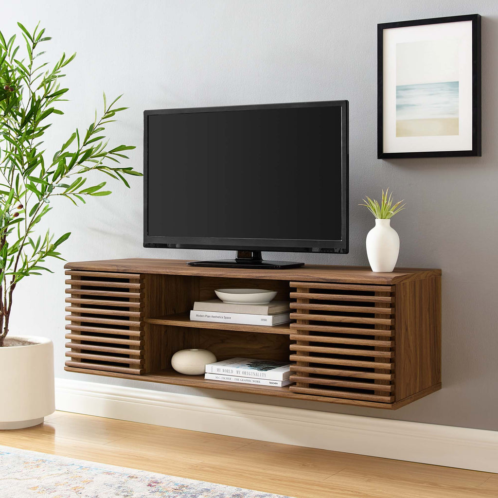 Render 46" Wall-Mount Media Console TV Stand - Walnut