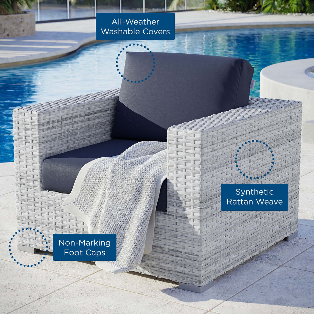 Convene Outdoor Patio Armchair - Light Gray Navy