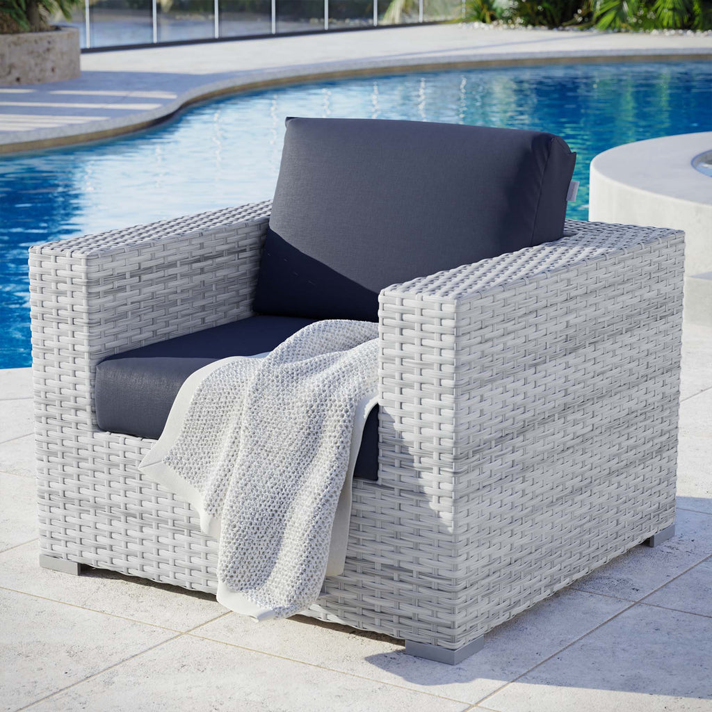 Convene Outdoor Patio Armchair - Light Gray Navy