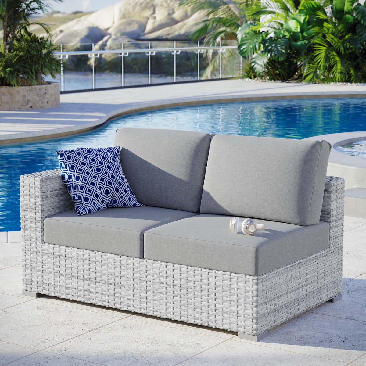 Convene Outdoor Patio Left-Arm Loveseat - Light Gray Gray