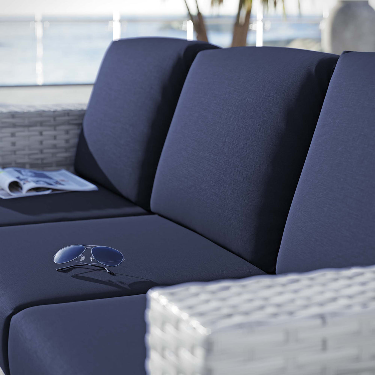 Convene Outdoor Patio Sofa - Light Gray Navy