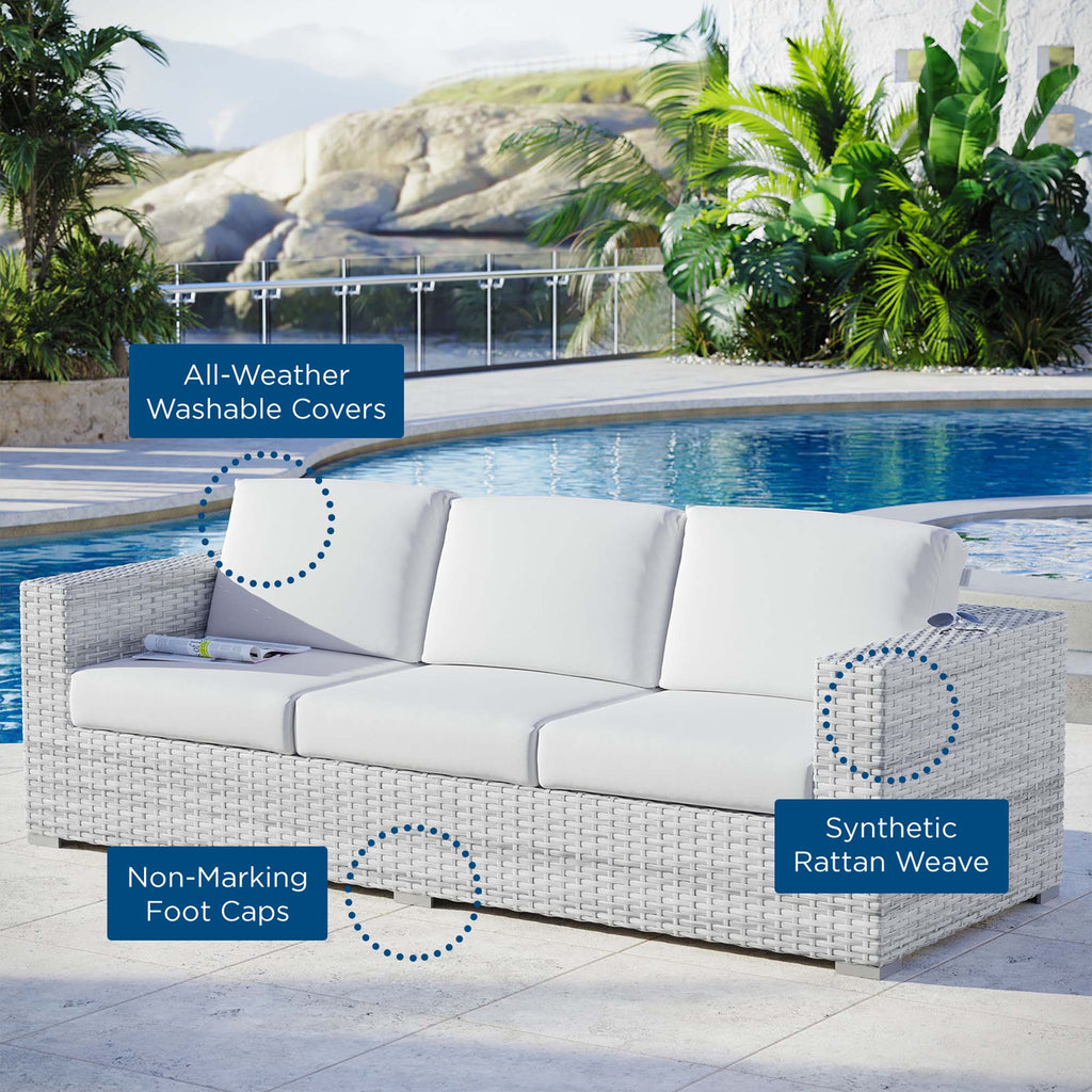 Convene Outdoor Patio Sofa - Light Gray White
