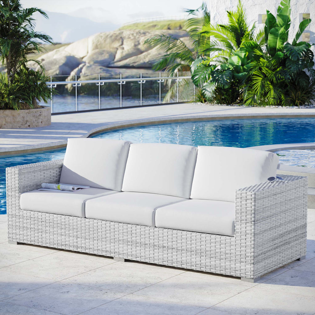 Convene Outdoor Patio Sofa - Light Gray White