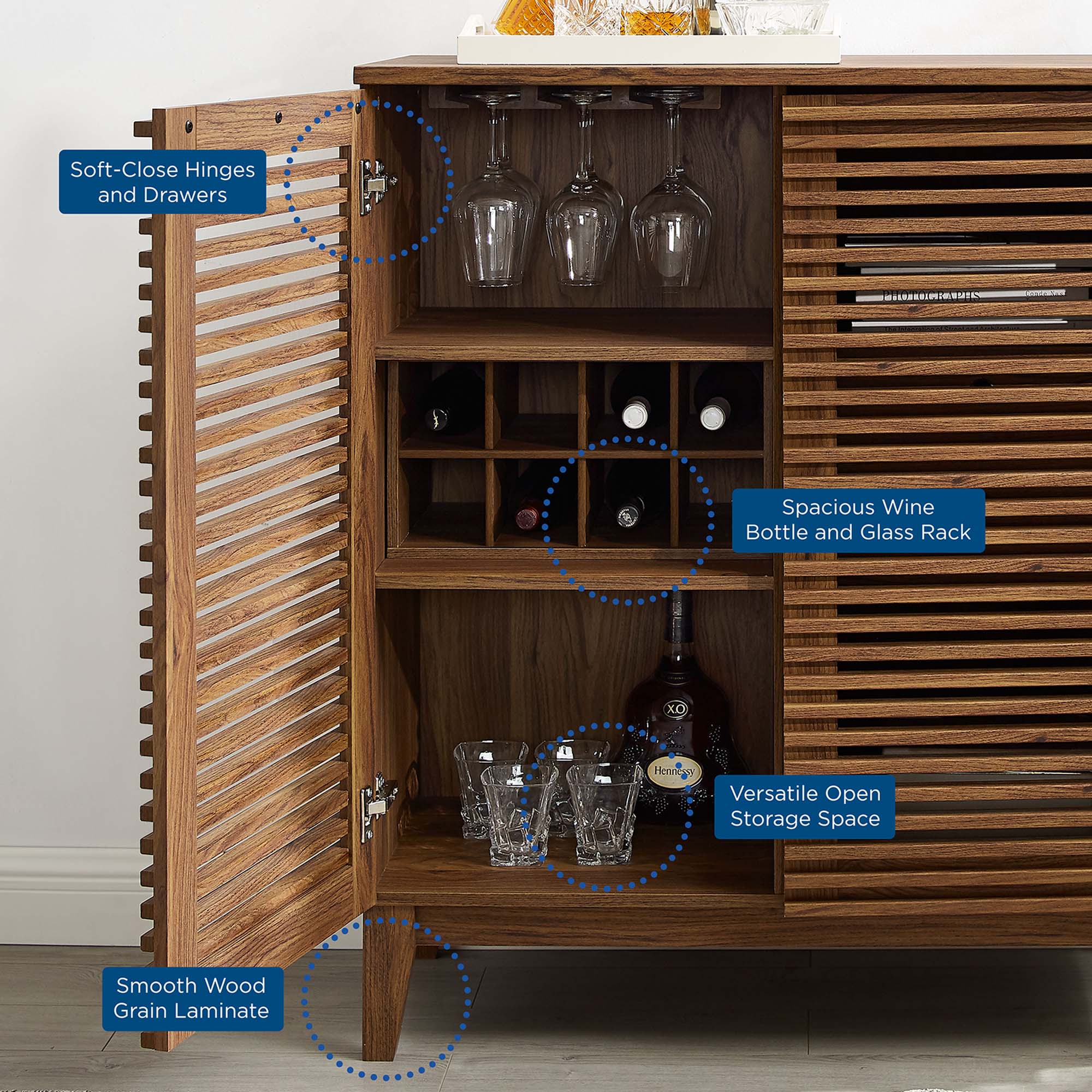 Render Bar Cabinet - Walnut (EEI-4311-WAL)