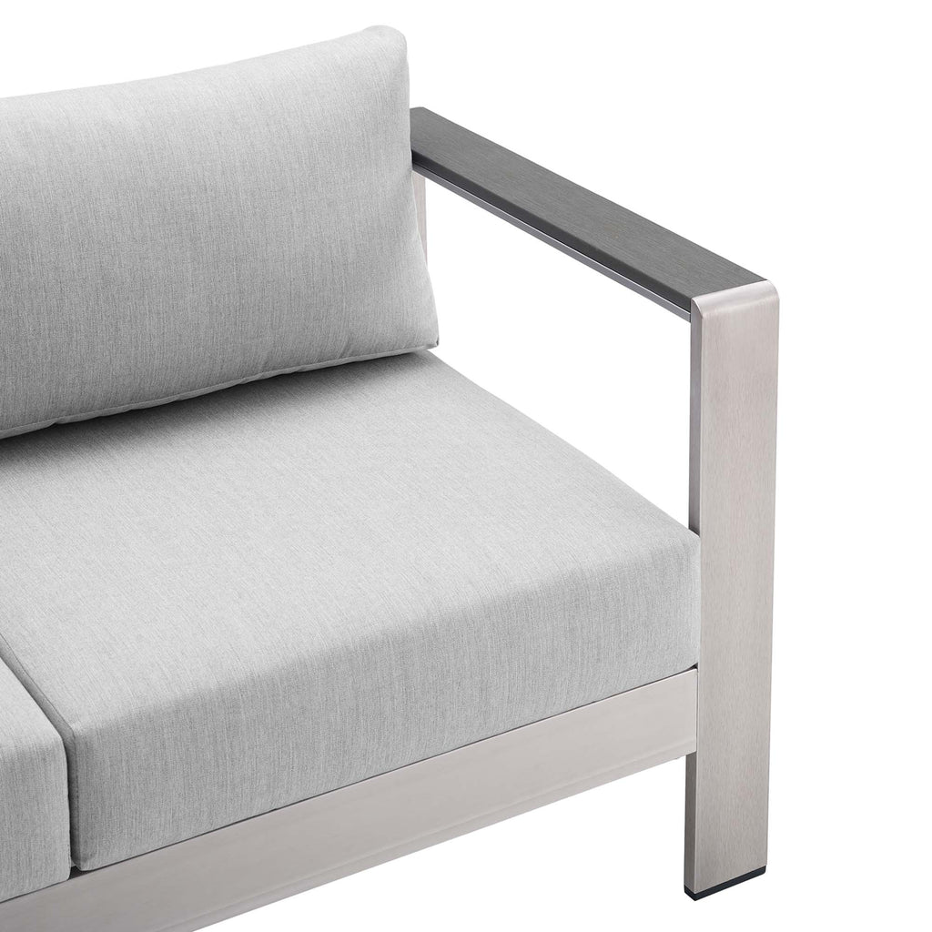 Shore 3 Piece Sunbrella Fabric Outdoor Patio Aluminum Set - Silver Gray