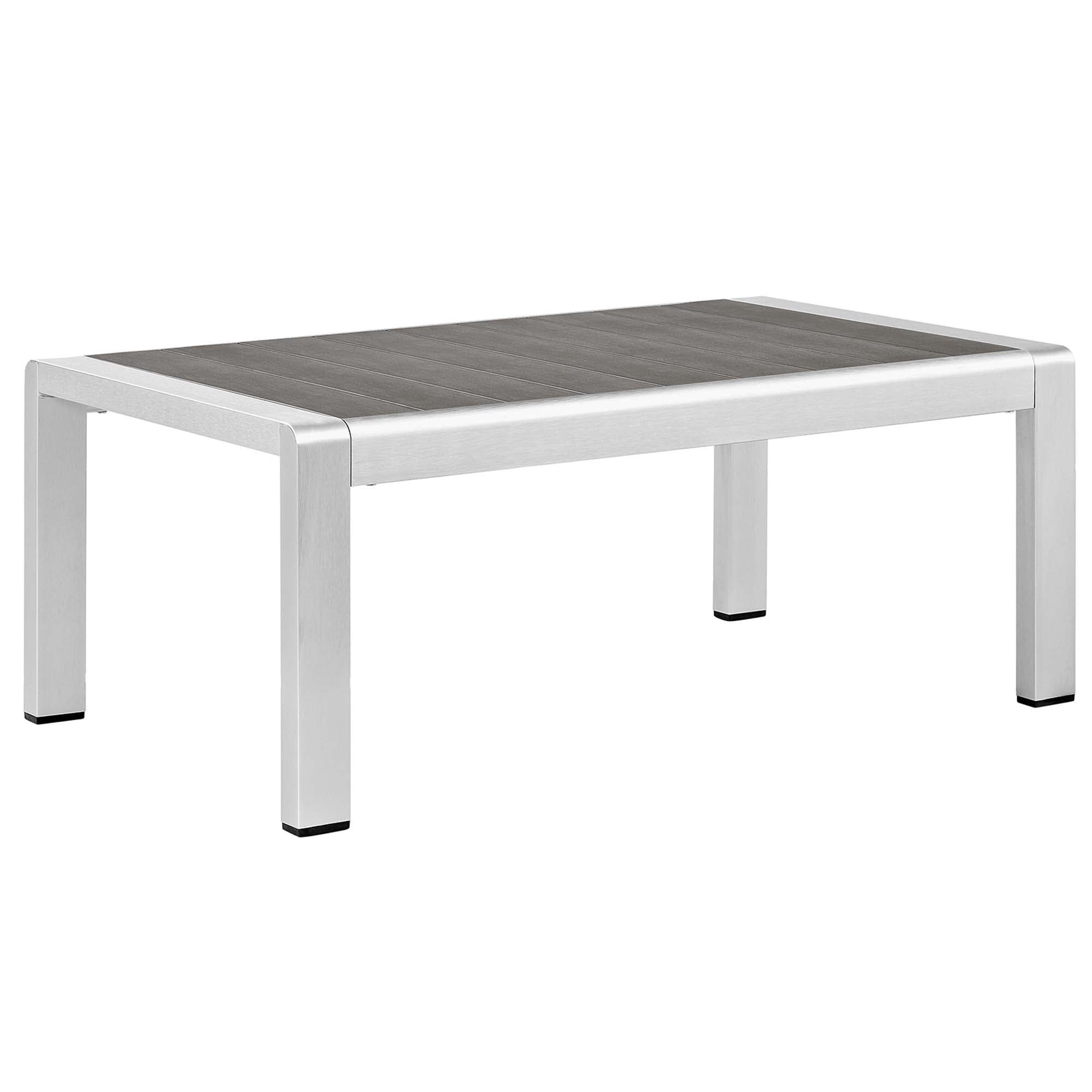 Shore 4 Piece Sunbrella Fabric Outdoor Patio Aluminum Set - Silver Gray