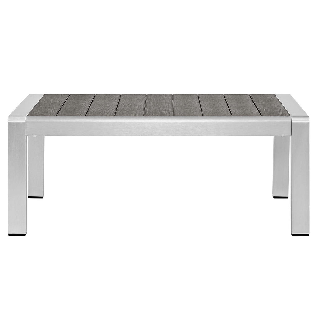 Shore 4 Piece Sunbrella Fabric Outdoor Patio Aluminum Set - Silver Gray