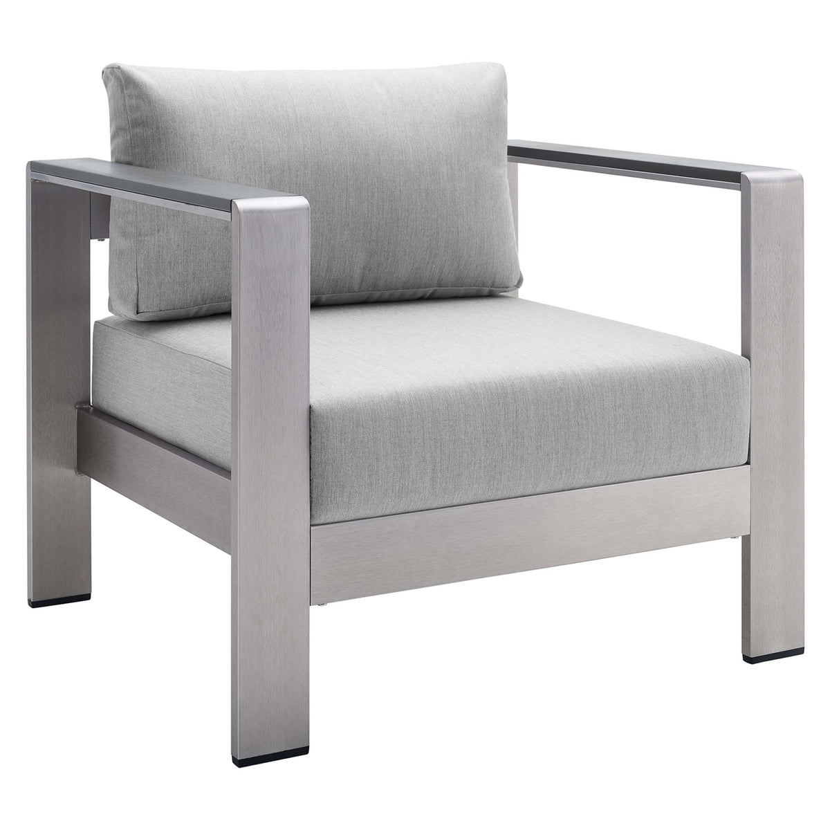 Shore 4 Piece Sunbrella Fabric Outdoor Patio Aluminum Set - Silver Gray
