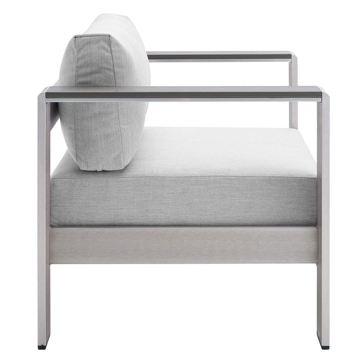 Shore 4 Piece Sunbrella Fabric Outdoor Patio Aluminum Set - Silver Gray