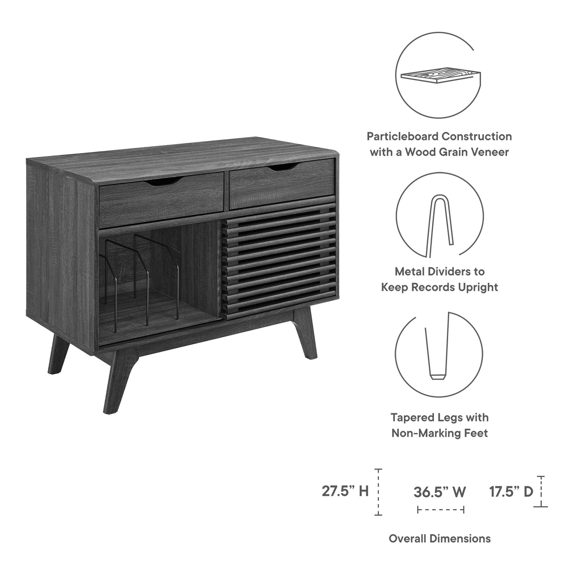Render Vinyl Record Display Stand - Charcoal (EEI-4323-CHA)