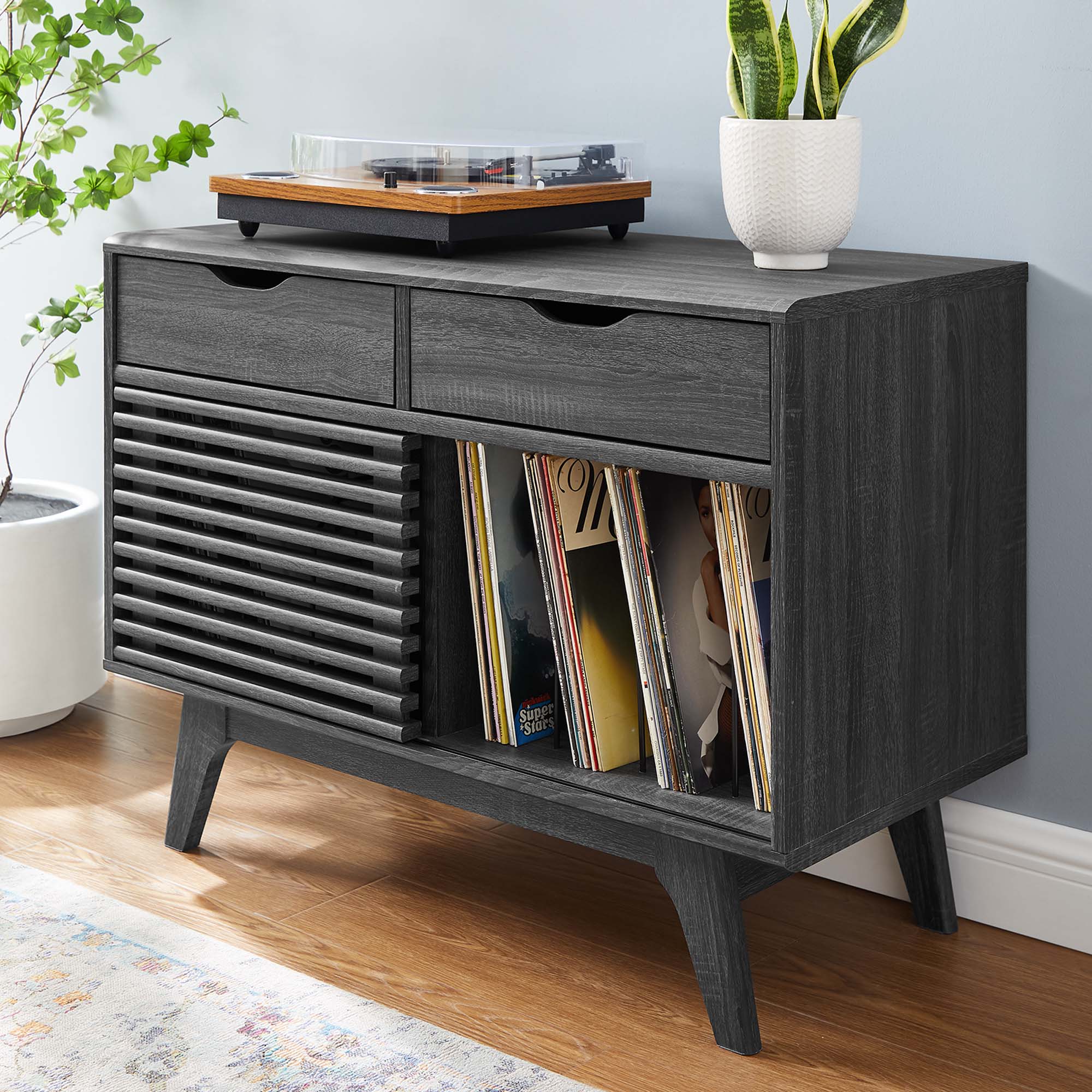 Render Vinyl Record Display Stand - Charcoal (EEI-4323-CHA)