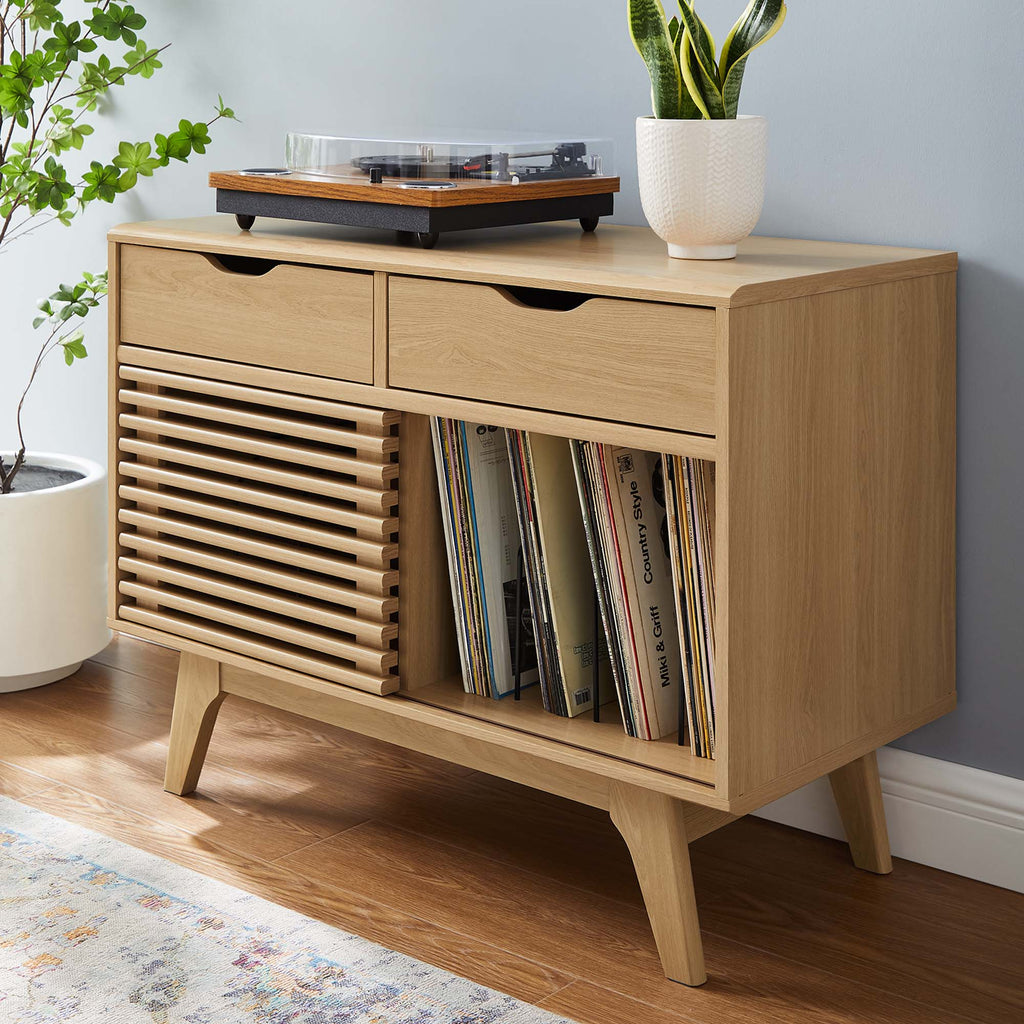 Render Vinyl Record Display Stand - Oak (EEI-4323-OAK)