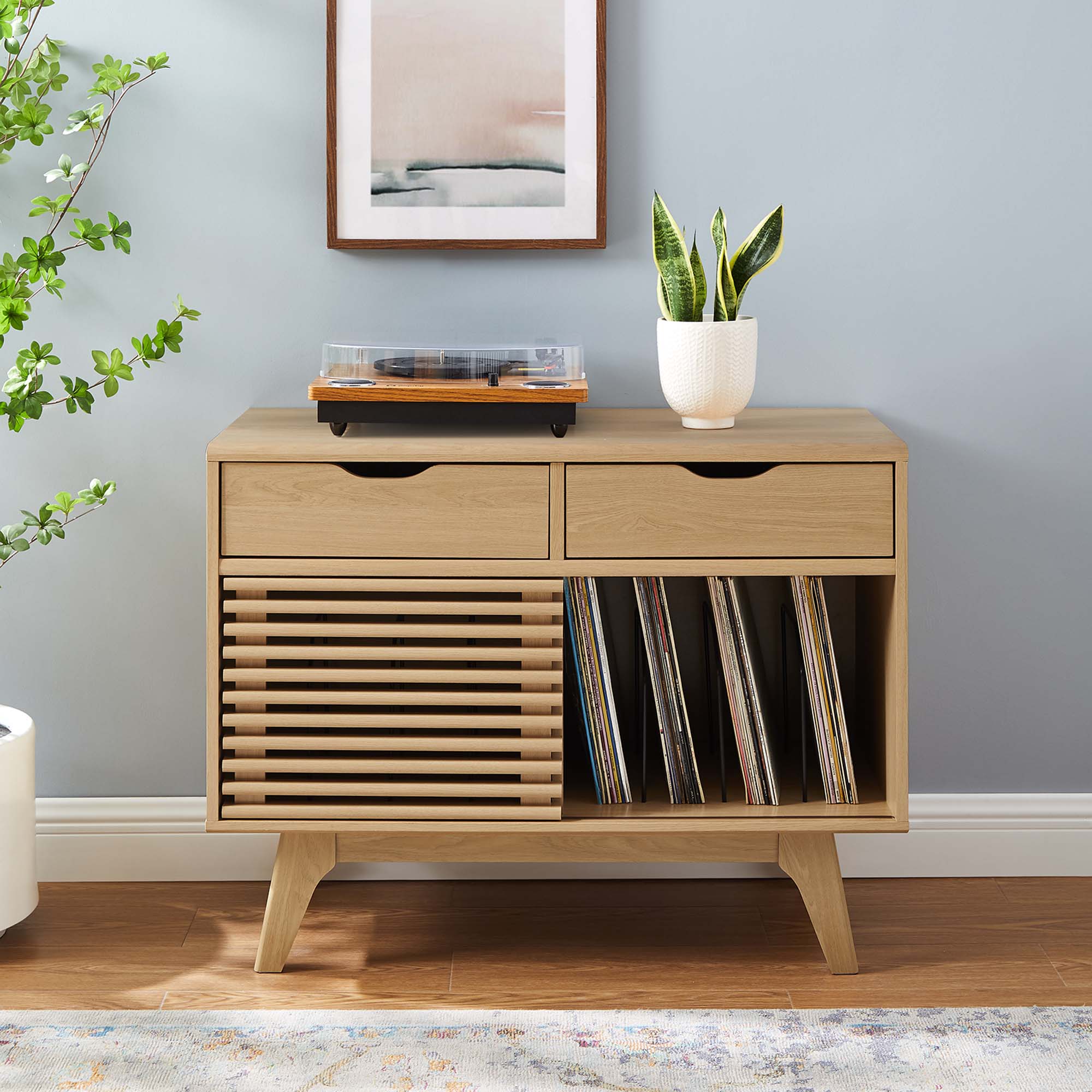 Render Vinyl Record Display Stand - Oak (EEI-4323-OAK)