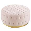 Ensconce Tufted Performance Velvet Round Ottoman - Pink