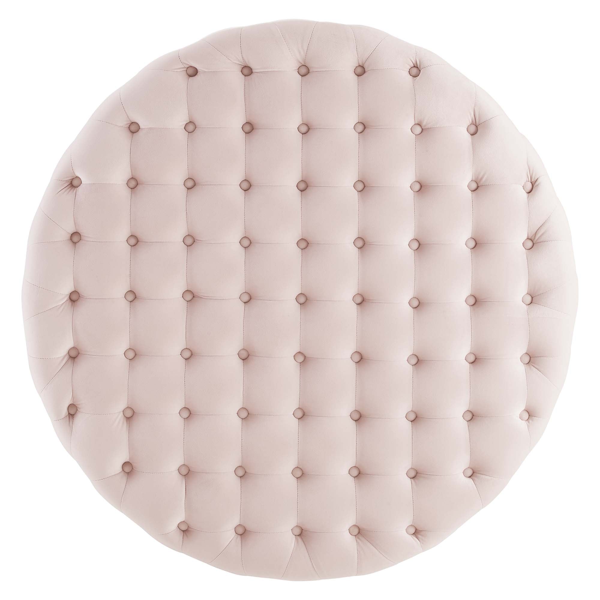 Ensconce Tufted Performance Velvet Round Ottoman - Pink