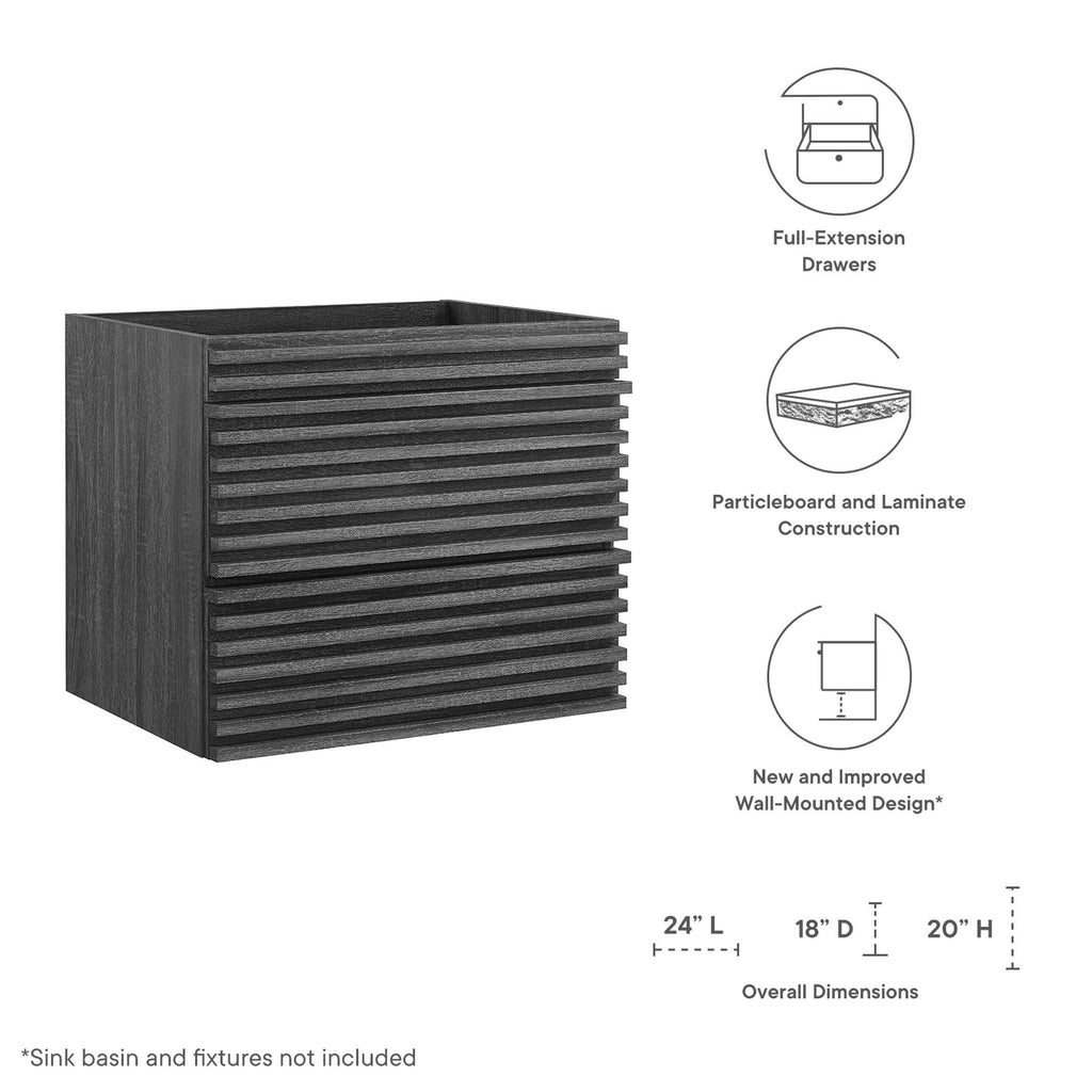 Render 24" Wall-Mount Bathroom Vanity Cabinet (Sink Basin Not Included) - Charcoal