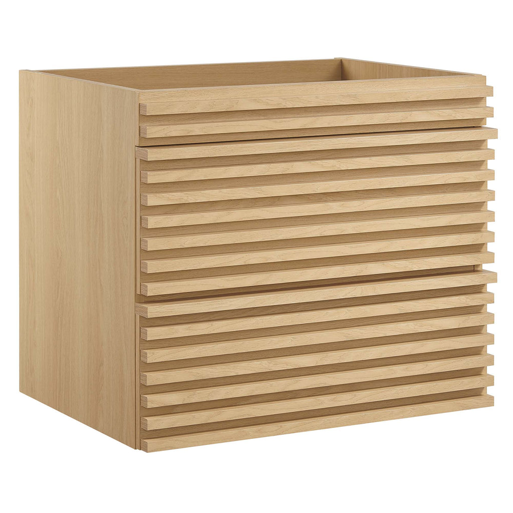 Render 24" Wall-Mount Bathroom Vanity Cabinet (Sink Basin Not Included) - Oak