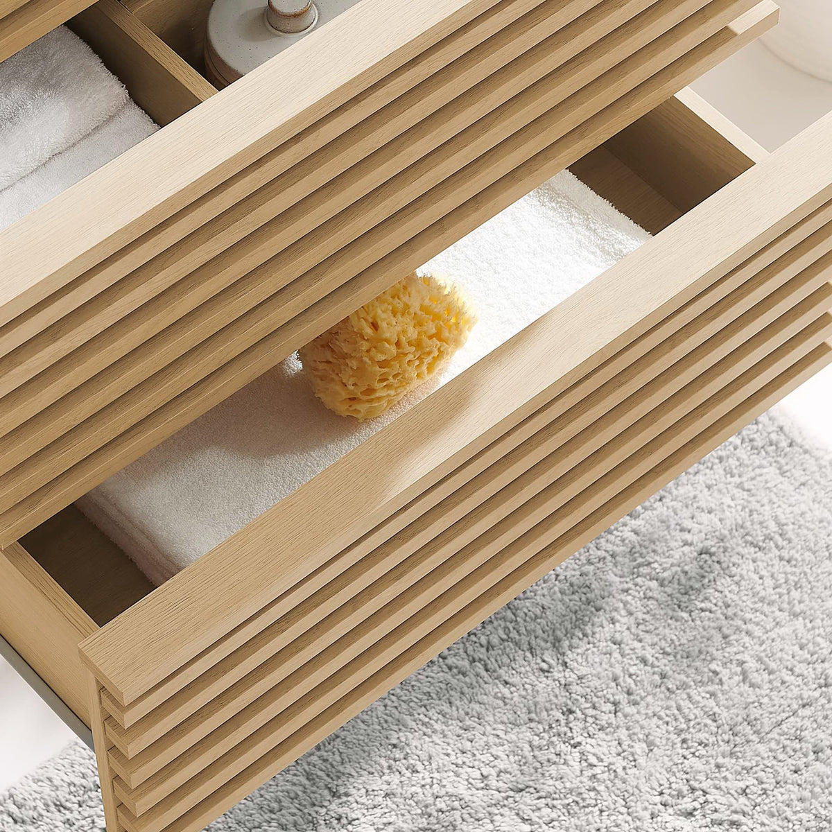 Render 24" Wall-Mount Bathroom Vanity Cabinet (Sink Basin Not Included) - Oak