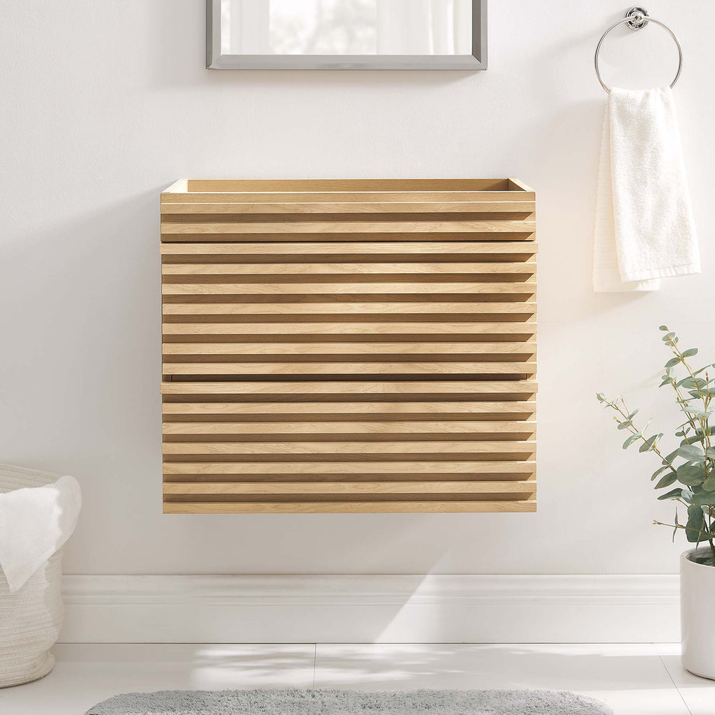 Render 24" Wall-Mount Bathroom Vanity Cabinet (Sink Basin Not Included) - Oak
