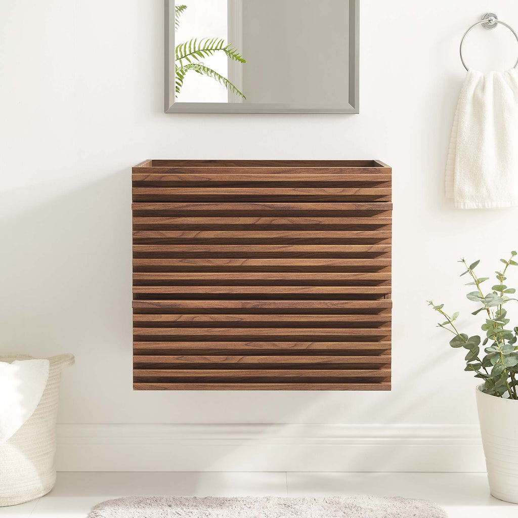 Render 24" Wall-Mount Bathroom Vanity Cabinet (Sink Basin Not Included) - Walnut